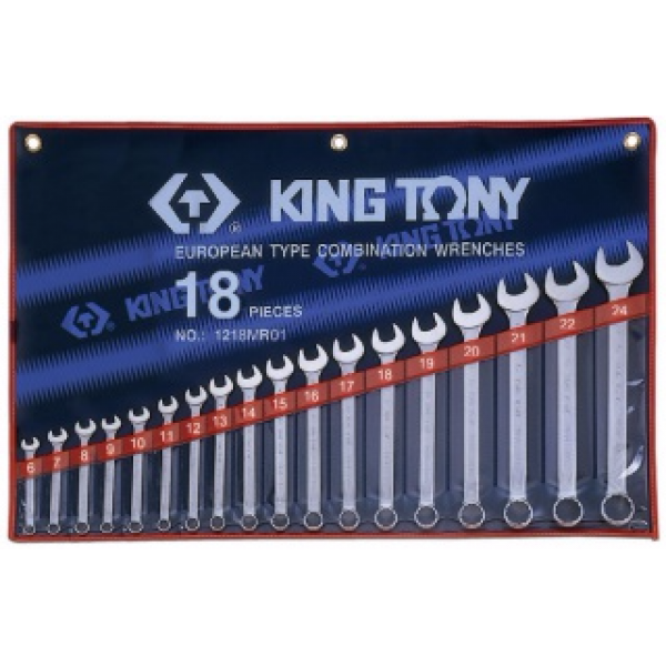 Набор комбинированных ключей,18 предметов 6-24 мм, king tony 1218mr01