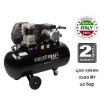 Масляный поршневой компрессор с ременным приводом:400 л/мин, 9 бар, ресивер 100 л WDK-91040