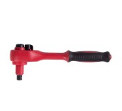 Трещотка диэлектрическая 3/8, 200 мм, 24 зубца, флажковая с кнопкой, фиксатор KING TONY 3771VE-08