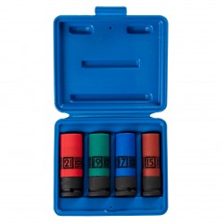 Набор глубоких ударных торцевых головок 1/2, шестигранные, 15, 17, 19, 21 мм KING TONY 44904MP01