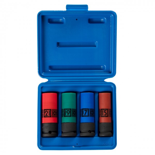 Набор глубоких ударных торцевых головок 1/2, шестигранные, 15, 17, 19, 21 мм KING TONY 44904MP01