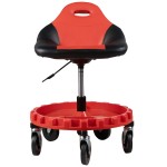 Стул рабочий с лотком для инструмента, мягким покрытием и спинкой WDK-86012