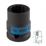 Головка торцевая ударная двенадцатигранная 1/2, 18 мм KING TONY 453018M
