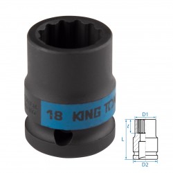 Головка торцевая ударная двенадцатигранная 1/2, 18 мм KING TONY 453018M