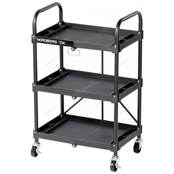 Тележка инструментальная, 3 пластиковые полки, складная NORDBERG T14