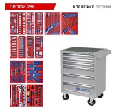 Набор инструментов 288 предметов, ПРОФИ 288, в серой тележке МАСТАК 52-06288G