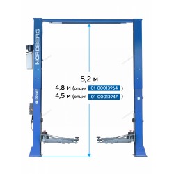 Подъемник двухстоечный 6 т HIGH, верхняя синхронизация, 380 В, синий NORDBERG N4122H1E-6B_380