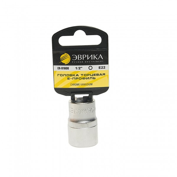 Головка торцевая Е22 1/2" TORX L=40мм (с держателем) ЭВРИКА   1/96 ER-91608H