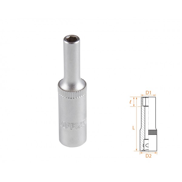 Головка торцевая глубокая шестигранная 1/4, 4 мм AFFIX AF00120004