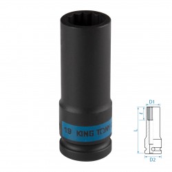 Головка торцевая ударная глубокая двенадцатигранная 1/2, 19 мм KING TONY 443019M