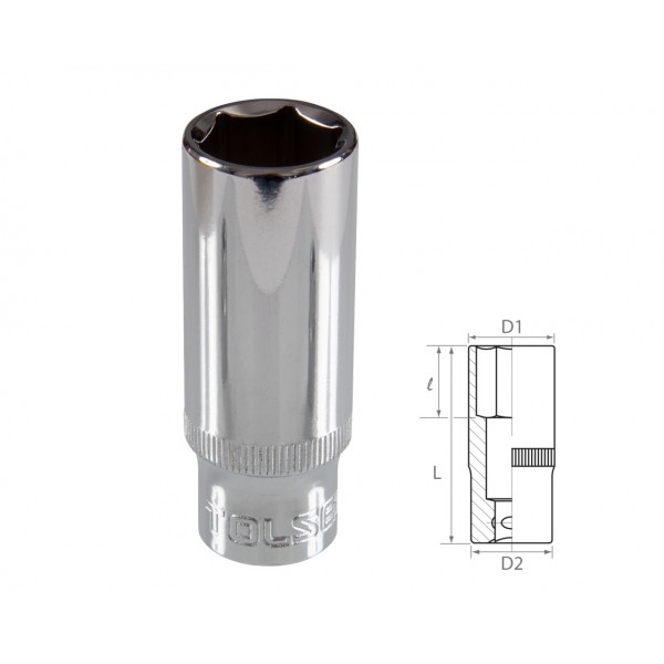 Головка торцевая глубокая шестигранная 3/8, 17 мм TOLSEN TT16367