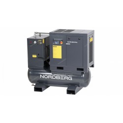Компрессор винтовой, 7,5 кВт, 10 бар, 960 л/мин, ресивер 300 л, с частот. преобраз., осушитель NORDBERG NCF10RD