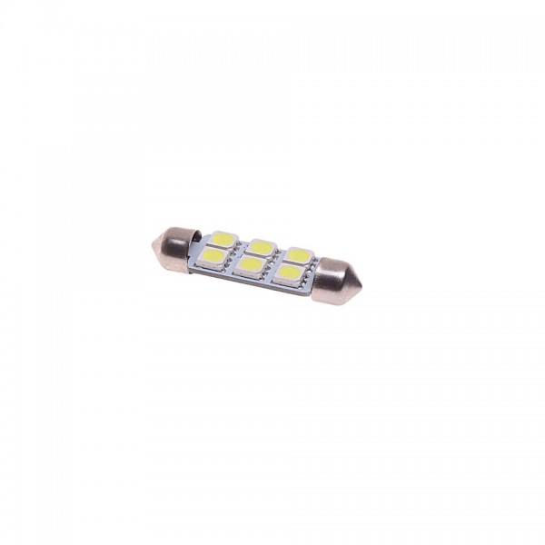 Автолампа C10W (SV8,5) 6 SMD 5050 WHITE 6000K 41мм 120лм   12V MEGAPOWER /10 /100 M-85182W