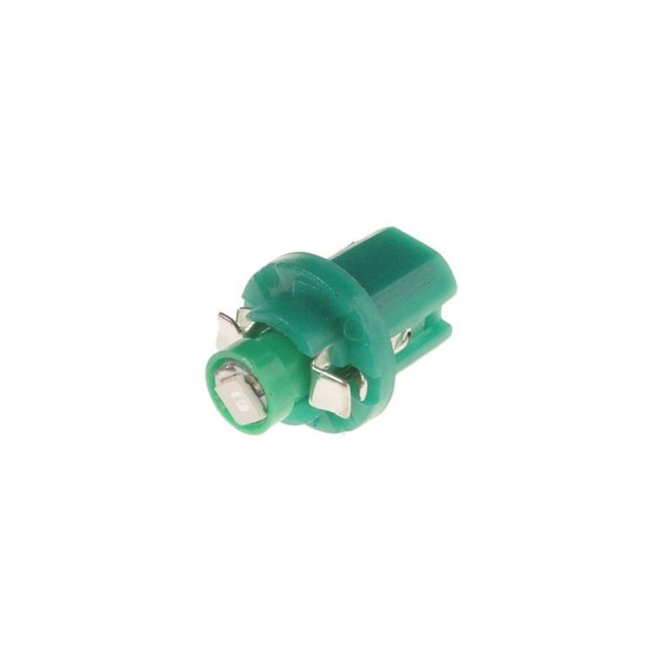 Автолампа T5 (W2*4.6d с патроном B8.5d) 1 SMD 3528  GREEN 8лм   12V MEGAPOWER /10 /100 M-50213G