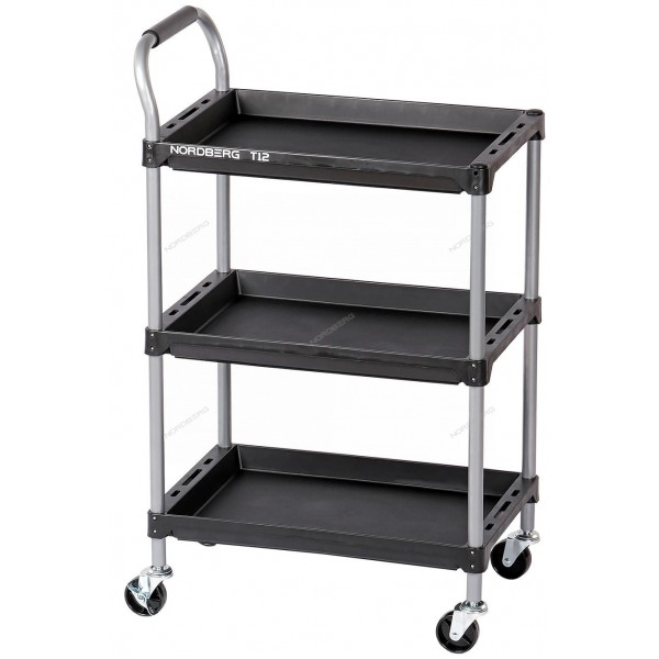 Тележка инструментальная, 3 пластиковые полки NORDBERG T12