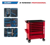 Набор инструментов 152 предмета, GLORY, в красной тележке KING TONY 9G38-152MRVR
