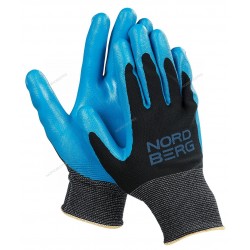 Перчатки маслобензостойкие, черная основа/ синее покрытие NORDBERG NPG1508BB