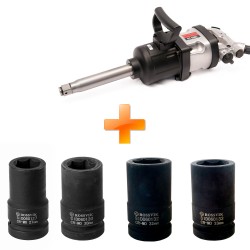 Комплект: Гайковерт пневматический 1" с головками 27, 30, 32, 33мм