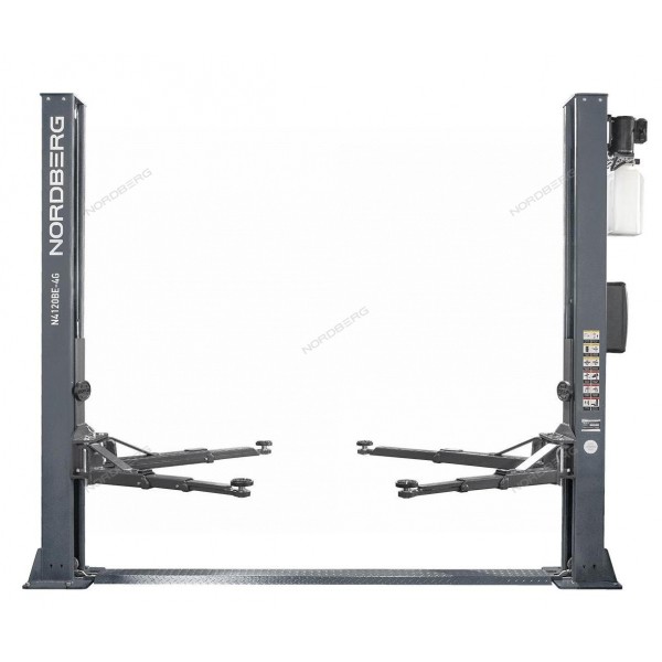 Подъемник двухстоечный 4 т, с электростопорами, 380 В, серый NORDBERG N4120BE-4G_3+2_380