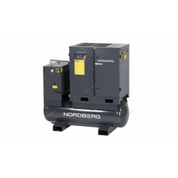 Компрессор винтовой, 15 кВт, 10 бар, 2150 л/мин, ресивер 410 л, с частотным преобраз., осушитель NORDBERG NCF20RD
