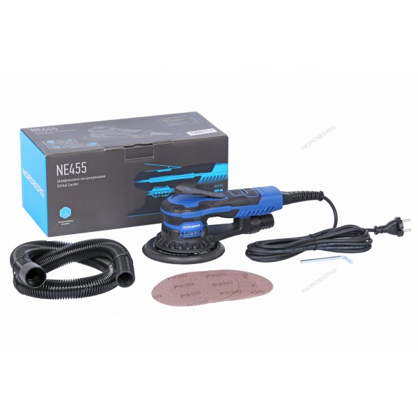 Шлифмашина эксцентриковая 5 мм, диск 150 мм, 4000-10000 об/мин, 350 Вт NORDBERG NE455