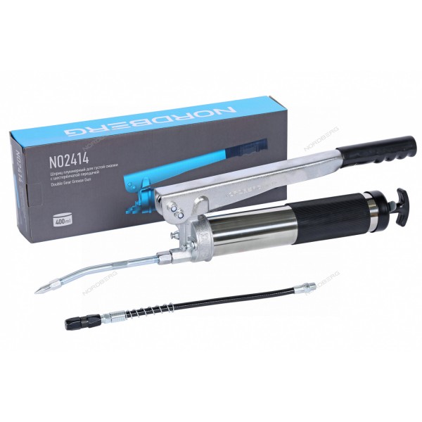 Шприц плунжерный для густой смазки с шестеренчатой передачей, 400 мл NORDBERG NO2414
