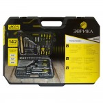 Набор инструмента  1/4"&3/8"&1/2"DR 6-гранный 142 предмета  ЭВРИКА 1/2 ER-80142