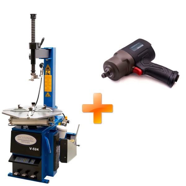 Комплект: Станок шиномонтажный + Гайковерт пневматический V524-380/7016+RT-5276