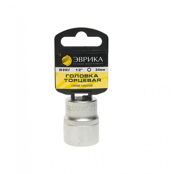 Головка торцевая 24мм 1/2" 6-гранная L=40мм (с держателем) ЭВРИКА   1/96 ER-91317H