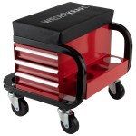 Табурет механика с 3 инструментальными ящиками, г/п 110 кг WDK-86032