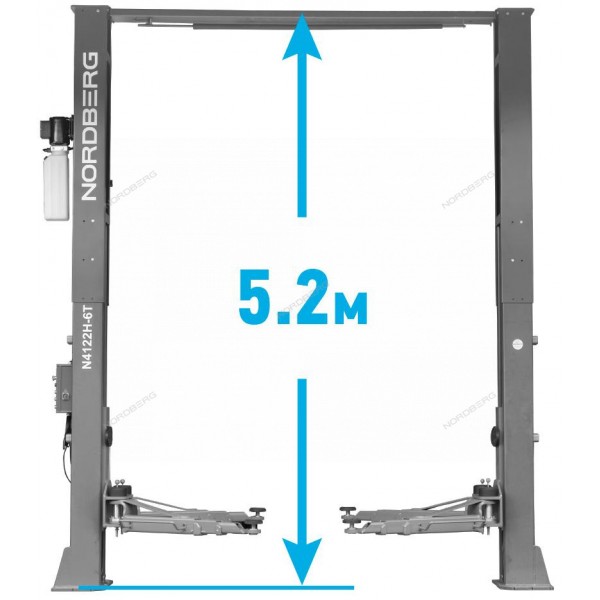 Подъемник двухстоечный 6 т HIGH, верхняя синхронизация, 380 В, серый NORDBERG N4122H1E-6G_380