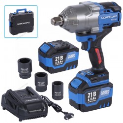 Гайковерт аккумуляторный, 3/4", 21 В, 1500 Нм, 2 аккумулятора 6 A и зарядное устройство, в кейсе  NORDBERG NE806K-3/4