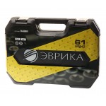 Набор инструмента  1/4"&1/2"DR 6-гранный 61 предмет ЭВРИКА 1/3 ER-80061