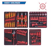 Набор инструментов HIGH VOLTAGE для тележки, 6 ложементов, 117 предметов KING TONY 932-117VEMRVD