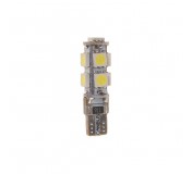 Автолампа T10W (W2,1x9,5d) 5 SMD 5050 WHITE 6000K с блокиратором ошибок CANbus 180лм  24V MEGAPOWER /10 /100