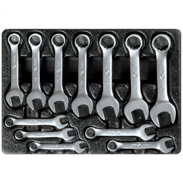 Набор комбинированных укороченных ключей, 8-19 мм, ложемент, 12 предметов KING TONY 9-1282MR