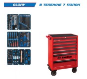 Набор инструментов GLORY в красной тележке, 152 предмета KING TONY 934-152MRV