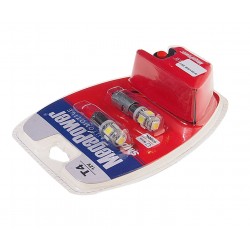 Автолампа T4W (BA9s) 5 SMD 5050 WHITE блистер с тестером (2 шт) 6000K 100лм   12V MEGAPOWER /1 /25