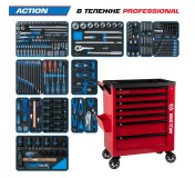 Набор инструментов 327 предметов, ACTION, в красной тележке KING TONY 9G38-327MRVR