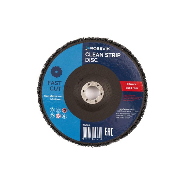 Круг зачистной из синтетического волокна ROSSVIK 180*22мм черный, 80м/с, 10200об/мин 180х22