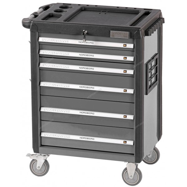 Тележка инструментальная, 6 выдвижных ящиков, серая NORDBERG T6N(G)