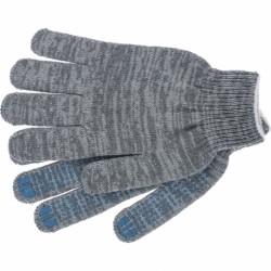 Перчатки х/б вязаные, серые, G10, с противоскользящими точками, пара