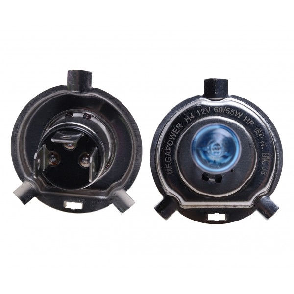 Автолампа H4 (60/55) P43t-38 +50% (бокс, 2шт) 12V MEGAPOWER /1/10 M-37033019