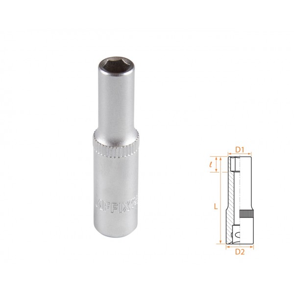 Головка торцевая глубокая шестигранная 1/4, 6 мм AFFIX AF00120006