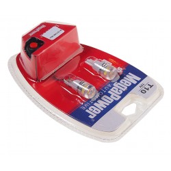 Автолампа T10W (W2,1x9,5d) 1 SMD 7080 WHITE блистер с тестером (2 шт) 6000K 80лм   12V MEGAPOWER /1 /25