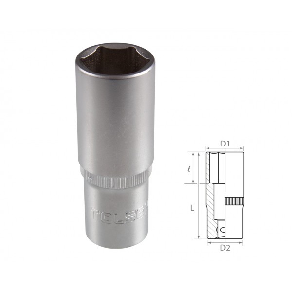 Головка торцевая глубокая шестигранная 1/2, 15 мм TOLSEN TT16565