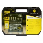 Набор торцевых головок  1/4"&1/2"DR 6-гранный 94 предмета  ЭВРИКА 1/3 ER-80094