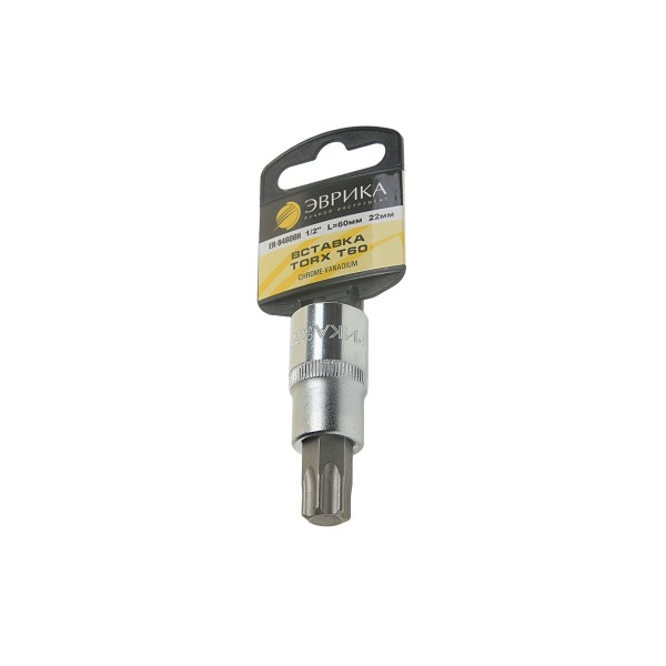 Насадка-вставка с битой Torx T60  1/2 22мм L=60мм (с держателем) ЭВРИКА /1/20 ER-94606H