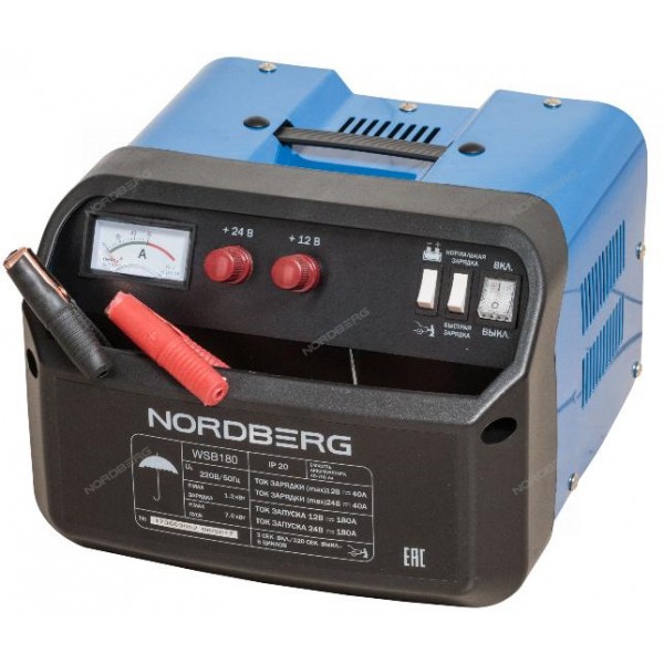 Пуско-зарядное устройство 12/24 В, 180 A NORDBERG WSB180