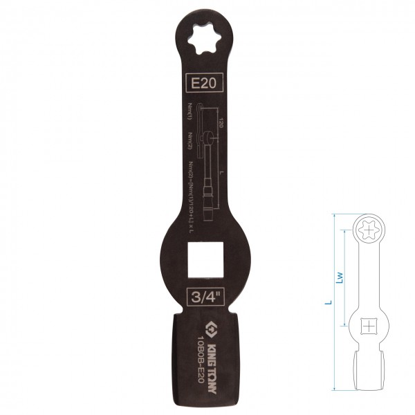 Ключ для тормозных суппортов грузовых автомобилей E20, 3/4, ударный KING TONY 10B0B-E20
